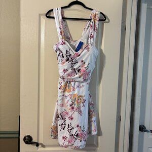 NWT COCOPEAR Women's Crossover One Piece Swimdress Floral Swimsuit SZ 5XL